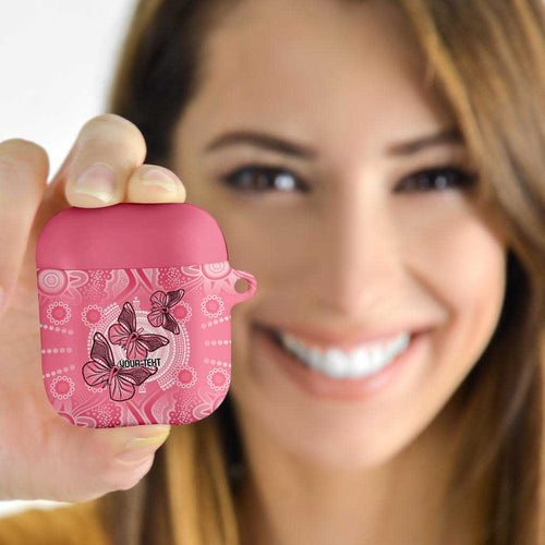 Personalized Pink Butterfly Spirit AirPods Case Australia’s Breast Cancer Awareness - Aussie Hoodie