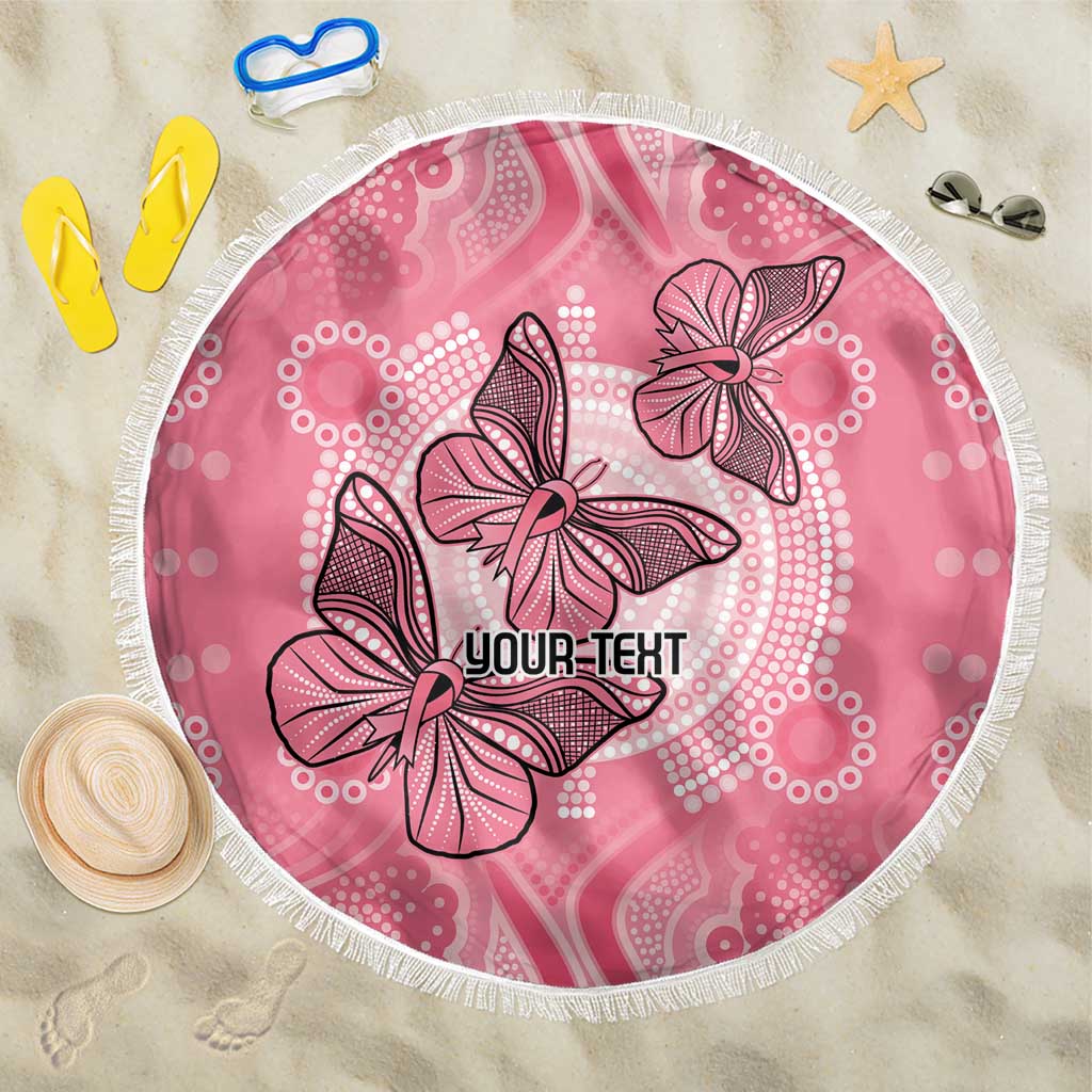 Personalized Pink Butterfly Spirit Beach Blanket Australia’s Breast Cancer Awareness - Aussie Hoodie
