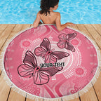 Personalized Pink Butterfly Spirit Beach Blanket Australia’s Breast Cancer Awareness - Aussie Hoodie