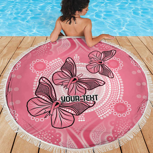 Personalized Pink Butterfly Spirit Beach Blanket Australia’s Breast Cancer Awareness - Aussie Hoodie