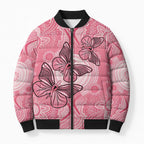Personalized Pink Butterfly Spirit Bomber Puffer Jacket Australia’s Breast Cancer Awareness - Aussie Hoodie