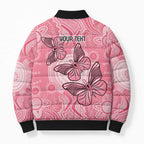 Personalized Pink Butterfly Spirit Bomber Puffer Jacket Australia’s Breast Cancer Awareness - Aussie Hoodie