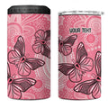 Personalized Pink Butterfly Spirit 4 in 1 Can Cooler Tumbler Australia’s Breast Cancer Awareness - Aussie Hoodie