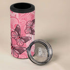Personalized Pink Butterfly Spirit 4 in 1 Can Cooler Tumbler Australia’s Breast Cancer Awareness - Aussie Hoodie