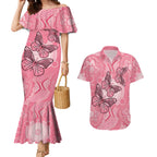 Personalized Pink Butterfly Spirit Couples Matching Mermaid Dress and Hawaiian Shirt Australia’s Breast Cancer Awareness - Aussie Hoodie