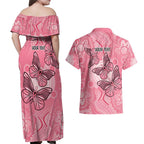 Personalized Pink Butterfly Spirit Couples Matching Off Shoulder Maxi Dress and Hawaiian Shirt Australia’s Breast Cancer Awareness - Aussie Hoodie