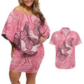 Personalized Pink Butterfly Spirit Couples Matching Off Shoulder Short Dress and Hawaiian Shirt Australia’s Breast Cancer Awareness - Aussie Hoodie