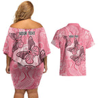 Personalized Pink Butterfly Spirit Couples Matching Off Shoulder Short Dress and Hawaiian Shirt Australia’s Breast Cancer Awareness - Aussie Hoodie