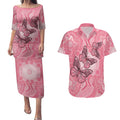 Personalized Pink Butterfly Spirit Couples Matching Puletasi and Hawaiian Shirt Australia’s Breast Cancer Awareness - Aussie Hoodie