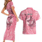 Personalized Pink Butterfly Spirit Couples Matching Short Sleeve Bodycon Dress and Hawaiian Shirt Australia’s Breast Cancer Awareness - Aussie Hoodie
