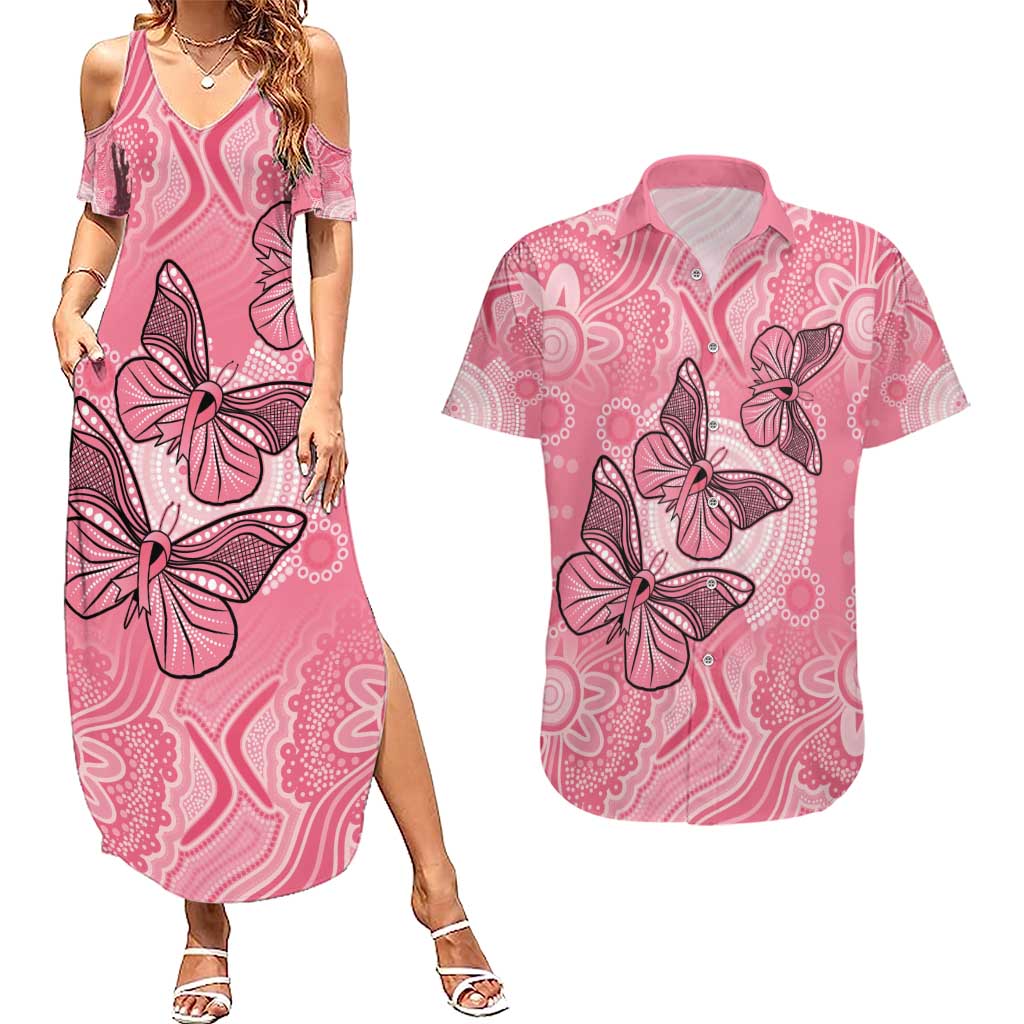 Personalized Pink Butterfly Spirit Couples Matching Summer Maxi Dress and Hawaiian Shirt Australia’s Breast Cancer Awareness - Aussie Hoodie