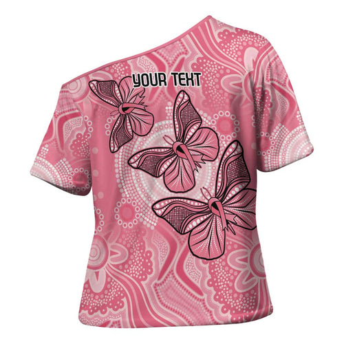 Personalized Pink Butterfly Spirit Cross Shoulder Shirt Australia’s Breast Cancer Awareness - Aussie Hoodie