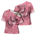 Personalized Pink Butterfly Spirit Cross Shoulder Shirt Australia’s Breast Cancer Awareness - Aussie Hoodie