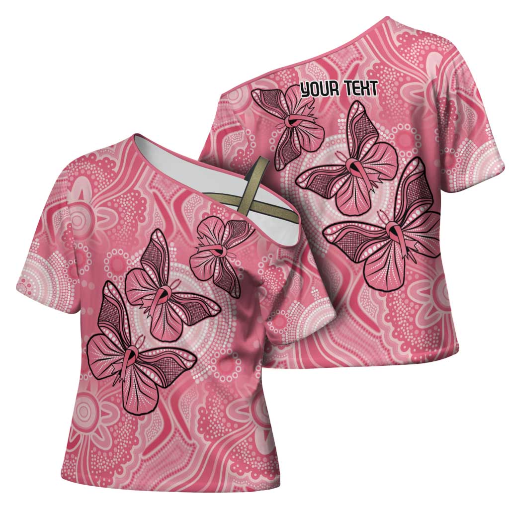 Personalized Pink Butterfly Spirit Cross Shoulder Shirt Australia’s Breast Cancer Awareness - Aussie Hoodie