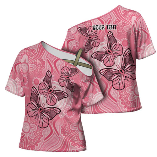 Personalized Pink Butterfly Spirit Cross Shoulder Shirt Australia’s Breast Cancer Awareness - Aussie Hoodie