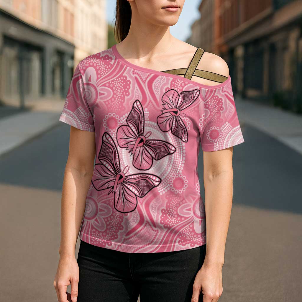 Personalized Pink Butterfly Spirit Cross Shoulder Shirt Australia’s Breast Cancer Awareness - Aussie Hoodie