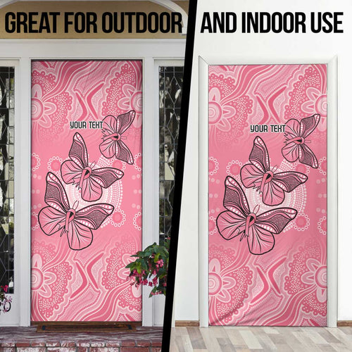 Personalized Pink Butterfly Spirit Door Cover Australia’s Breast Cancer Awareness - Aussie Hoodie