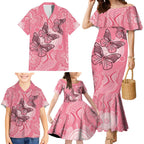 Personalized Pink Butterfly Spirit Family Matching Mermaid Dress and Hawaiian Shirt Australia’s Breast Cancer Awareness - Aussie Hoodie