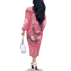 Personalized Pink Butterfly Spirit Family Matching Off The Shoulder Long Sleeve Dress and Hawaiian Shirt Australia’s Breast Cancer Awareness - Aussie Hoodie