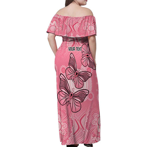 Personalized Pink Butterfly Spirit Family Matching Off Shoulder Maxi Dress and Hawaiian Shirt Australia’s Breast Cancer Awareness - Aussie Hoodie