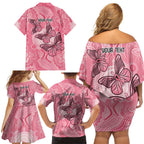 Personalized Pink Butterfly Spirit Family Matching Off Shoulder Short Dress and Hawaiian Shirt Australia’s Breast Cancer Awareness - Aussie Hoodie