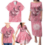 Personalized Pink Butterfly Spirit Family Matching Puletasi and Hawaiian Shirt Australia’s Breast Cancer Awareness - Aussie Hoodie