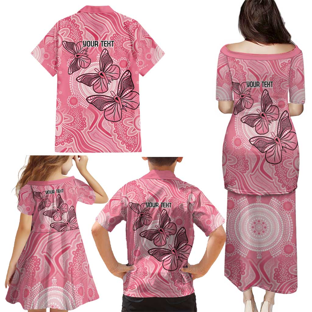 Personalized Pink Butterfly Spirit Family Matching Puletasi and Hawaiian Shirt Australia’s Breast Cancer Awareness - Aussie Hoodie