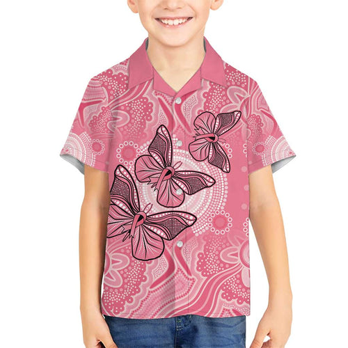 Personalized Pink Butterfly Spirit Family Matching Puletasi and Hawaiian Shirt Australia’s Breast Cancer Awareness - Aussie Hoodie