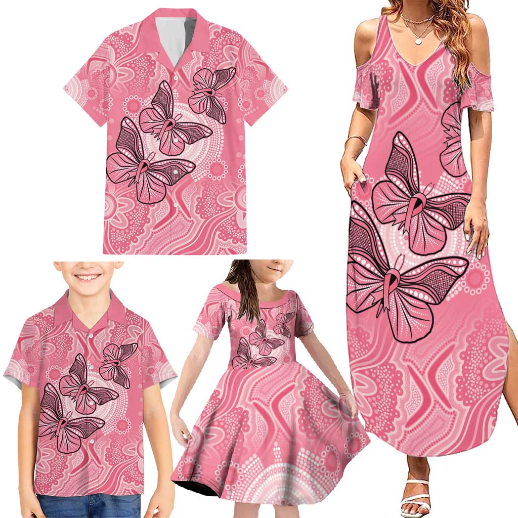 Personalized Pink Butterfly Spirit Family Matching Summer Maxi Dress and Hawaiian Shirt Australia’s Breast Cancer Awareness - Aussie Hoodie