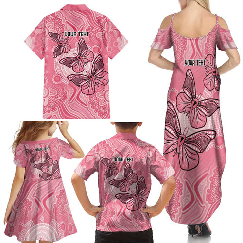 Personalized Pink Butterfly Spirit Family Matching Summer Maxi Dress and Hawaiian Shirt Australia’s Breast Cancer Awareness - Aussie Hoodie