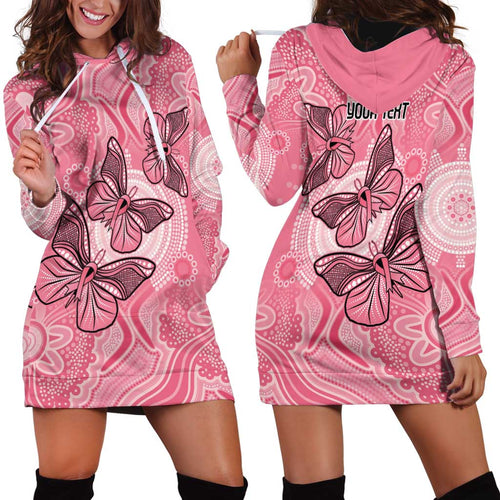 Personalized Pink Butterfly Spirit Hoodie Dress Australia’s Breast Cancer Awareness - Aussie Hoodie