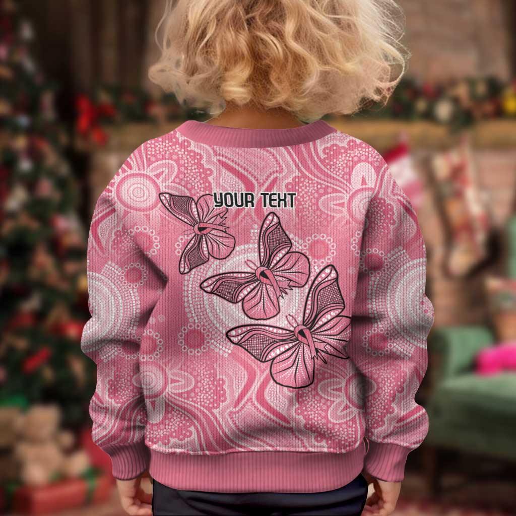 Personalized Pink Butterfly Spirit Kid Ugly Christmas Sweater Australia’s Breast Cancer Awareness - Aussie Hoodie