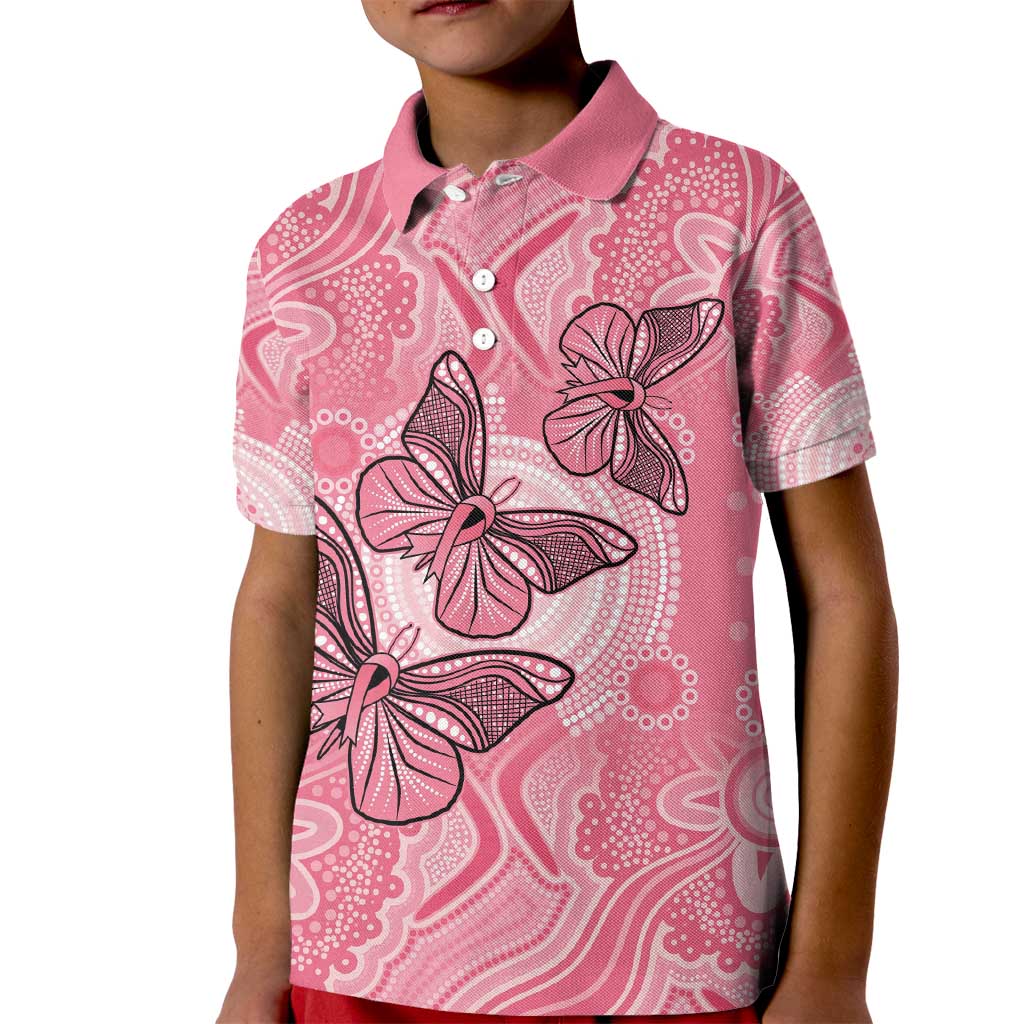 Personalized Pink Butterfly Spirit Kid Polo Shirt Australia’s Breast Cancer Awareness - Aussie Hoodie