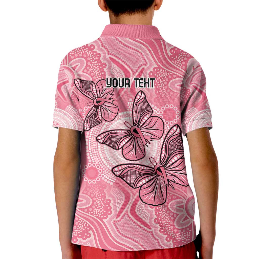 Personalized Pink Butterfly Spirit Kid Polo Shirt Australia’s Breast Cancer Awareness - Aussie Hoodie