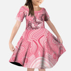 Personalized Pink Butterfly Spirit Kid Short Sleeve Dress Australia’s Breast Cancer Awareness - Aussie Hoodie