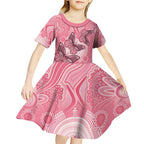 Personalized Pink Butterfly Spirit Kid Short Sleeve Dress Australia’s Breast Cancer Awareness - Aussie Hoodie