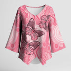 Personalized Pink Butterfly Spirit Kimono Sleeve Blouse Australia’s Breast Cancer Awareness - Aussie Hoodie