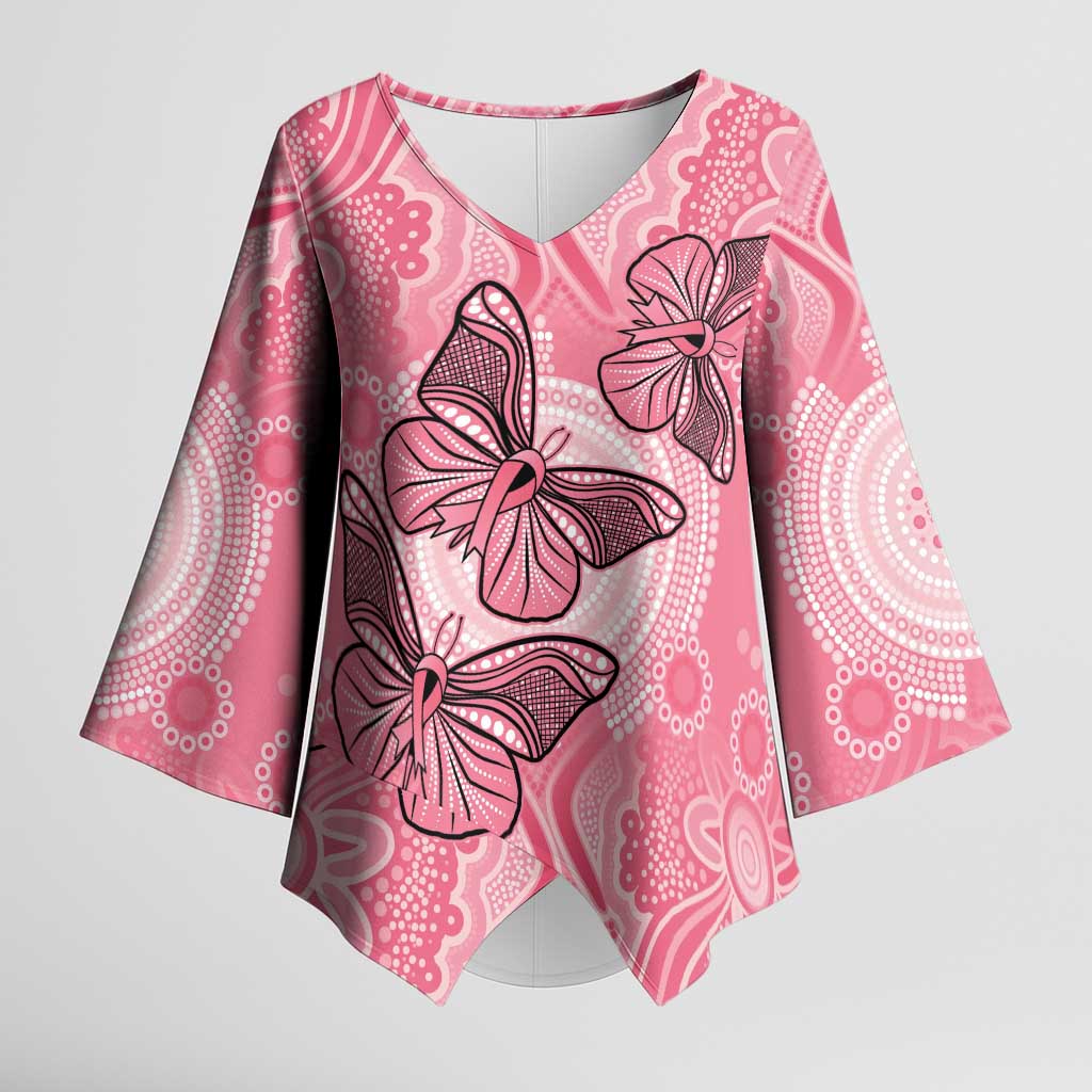 Personalized Pink Butterfly Spirit Kimono Sleeve Blouse Australia’s Breast Cancer Awareness - Aussie Hoodie