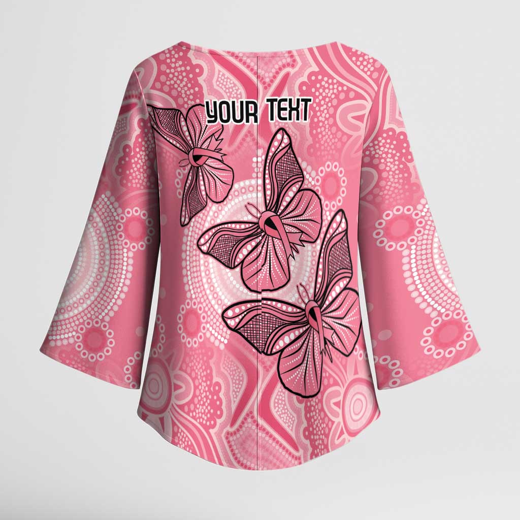 Personalized Pink Butterfly Spirit Kimono Sleeve Blouse Australia’s Breast Cancer Awareness - Aussie Hoodie