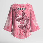 Personalized Pink Butterfly Spirit Kimono Sleeve Blouse Australia’s Breast Cancer Awareness - Aussie Hoodie