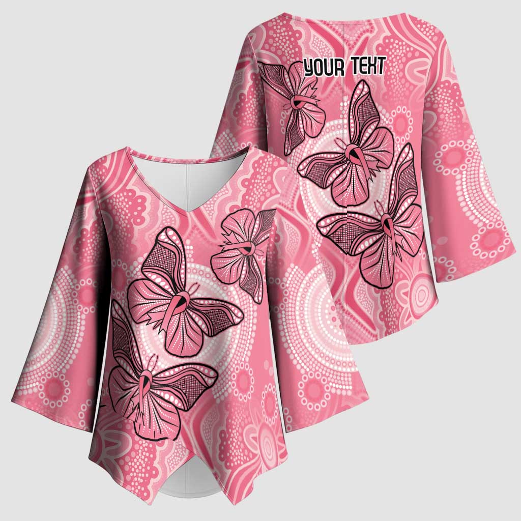 Personalized Pink Butterfly Spirit Kimono Sleeve Blouse Australia’s Breast Cancer Awareness - Aussie Hoodie