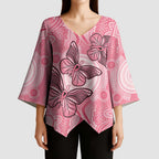 Personalized Pink Butterfly Spirit Kimono Sleeve Blouse Australia’s Breast Cancer Awareness - Aussie Hoodie