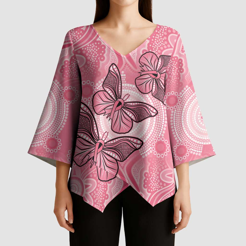 Personalized Pink Butterfly Spirit Kimono Sleeve Blouse Australia’s Breast Cancer Awareness - Aussie Hoodie