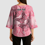 Personalized Pink Butterfly Spirit Kimono Sleeve Blouse Australia’s Breast Cancer Awareness - Aussie Hoodie