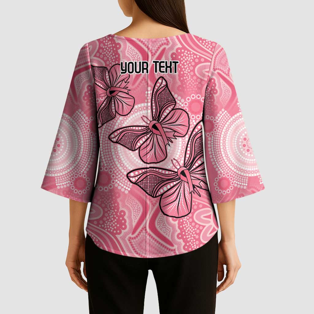 Personalized Pink Butterfly Spirit Kimono Sleeve Blouse Australia’s Breast Cancer Awareness - Aussie Hoodie