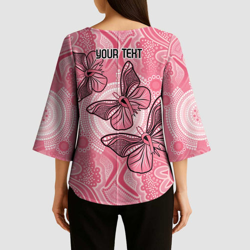 Personalized Pink Butterfly Spirit Kimono Sleeve Blouse Australia’s Breast Cancer Awareness - Aussie Hoodie