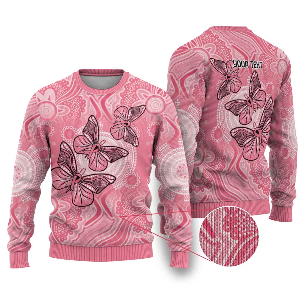 Personalized Pink Butterfly Spirit Ugly Christmas Sweater Australia’s Breast Cancer Awareness - Aussie Hoodie