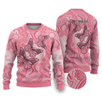 Personalized Pink Butterfly Spirit Ugly Christmas Sweater Australia’s Breast Cancer Awareness - Aussie Hoodie
