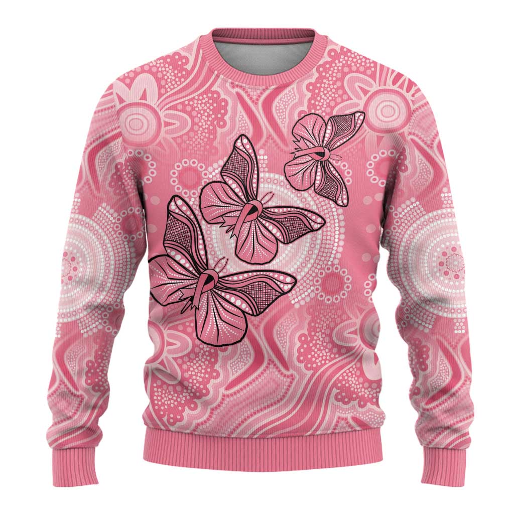 Personalized Pink Butterfly Spirit Ugly Christmas Sweater Australia’s Breast Cancer Awareness - Aussie Hoodie