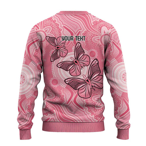 Personalized Pink Butterfly Spirit Ugly Christmas Sweater Australia’s Breast Cancer Awareness - Aussie Hoodie